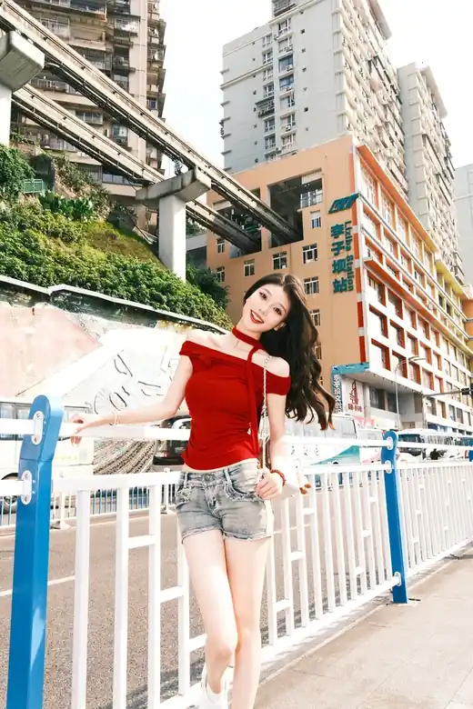 CP090 — 重庆🚠 李子坝拍照 红色也太出片了